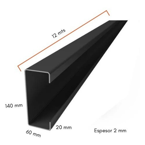 Imagen 2 de 5 de Perfil C Chapa Negra De 140 X 60 X 20 X 2 Mm 12 Mt Acindar
