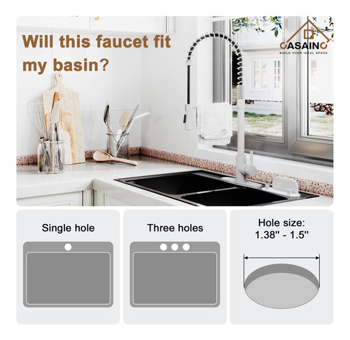 Grifo Cocina Blanco Mate 1.8 Gpm Con Resorte Extraíble