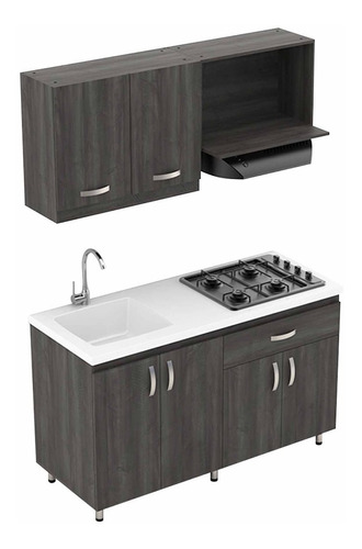 Cocina Integral Ambar 150x60cm + Mesón Lavaplatos + Estufa