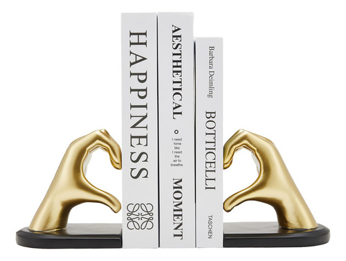 Gold Bookends, Heavy Duty Bookend Holder Decor, Golden Finge