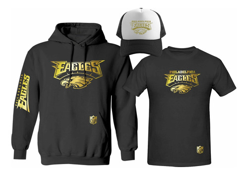 Kit Sudadera + Playera + Gorra Mod Philadelphia Eagles Gold