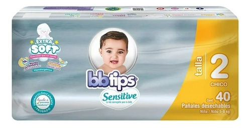 Pañales Bbtips Sensitive Talla 2 Chico Unisex 40 Piezas