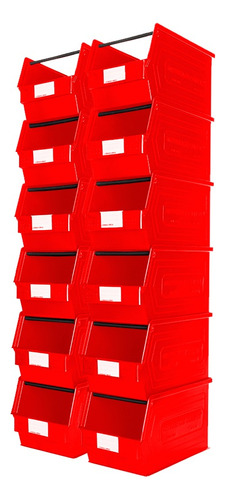 Kit 12 Gavetas Plásticas 3plz 35/30x20x20cm Color Rojo