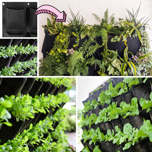 Imagen 5 de 7 de Jardín Vertical De Geotextil. 18 Bolsas. Huerto Y Muro Verde