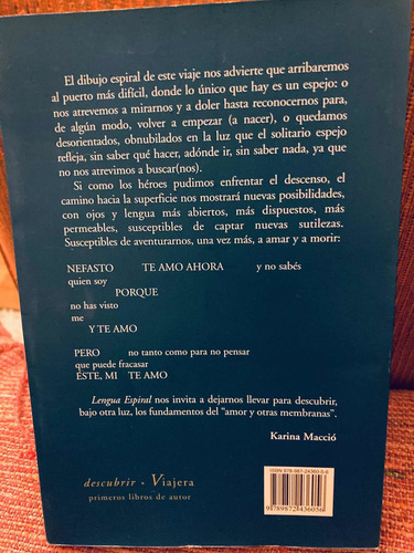 Imagen 2 de 3 de Libro Lengua Espiral De Perla Quinteros Poesía Viajera Ed