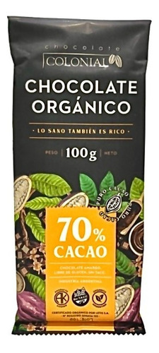 Organico Colonial Chocolate 70% Cacao  Barata La Golosineria