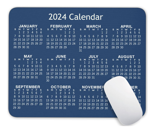 Alfombrilla De Mouse Con Calendario De Fondo Azul 2024, Alfo
