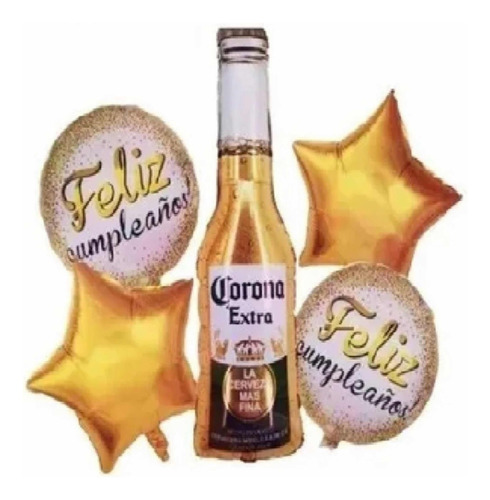Globo Metálico Cerveza Fiesta Cumpleaños Adultos Adorno 5 Pz