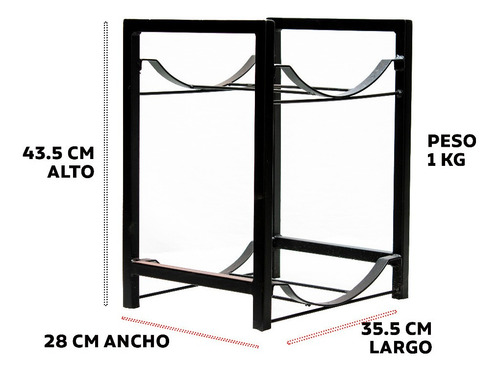 Imagen 2 de 6 de Rack 2 Garrafones Metal Negro