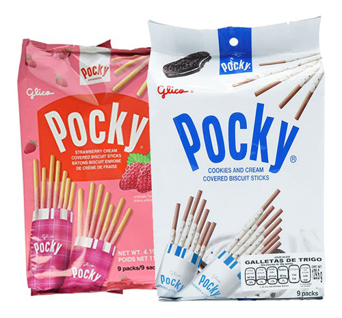 Imagen 1 de 1 de Paquete 2pzs Pockys Familiar Poki Snak 117g Dulce Japones
