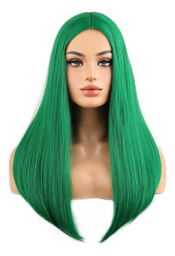 Beron Dark Green Long Long Part Middle Wigs For Women Girls