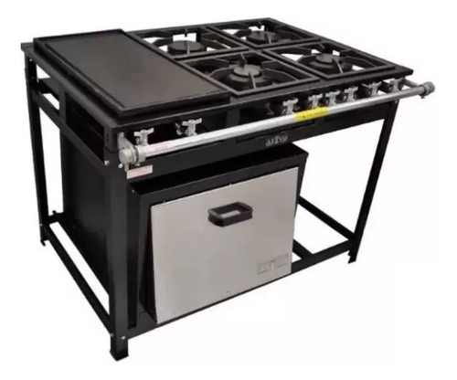 Fogão Industrial 4 Bocas Misto 30x30 Com Forno 60 L + Chapa