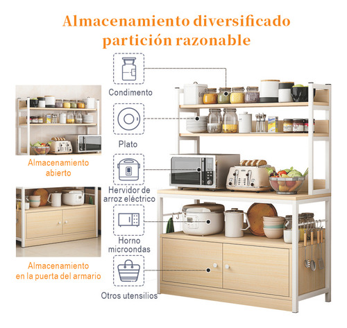 Aparador De Cocina Con Estantes Y Almacenamiento Multiuso