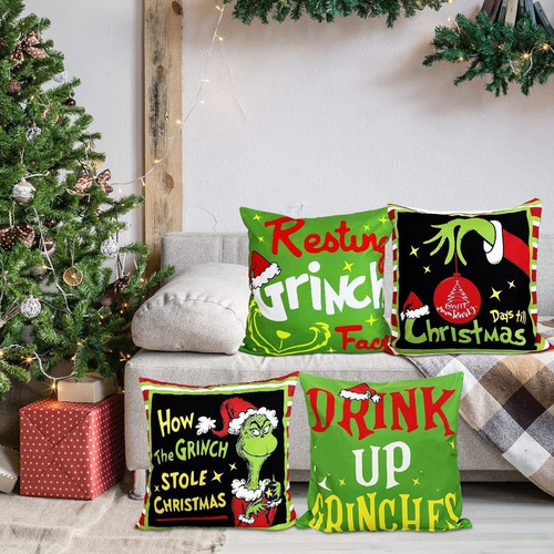 Fundas De Almohada Navideñas Para Grinch Decoraciones Navide