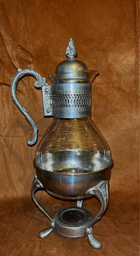 Cafetera Samovar Antigua Vidrio Y Metal