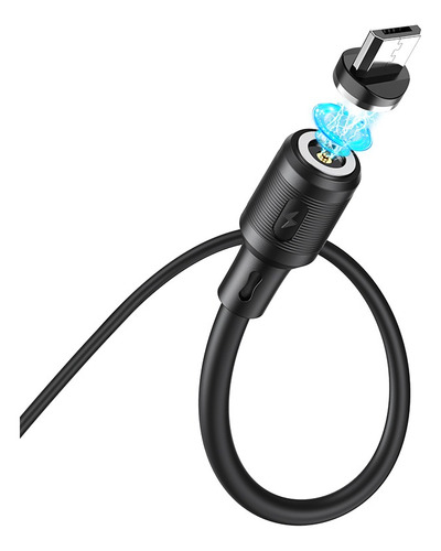 Cable Magnetico Usb A Pin V8 Metro De Largo Salida 5v-2.4a Color Negro