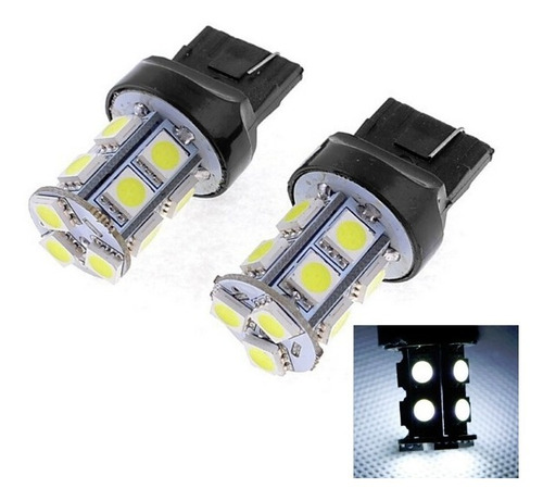 Lâmpadas De Led T20 13 Leds 7440 1 Polo Branca 6500k Par