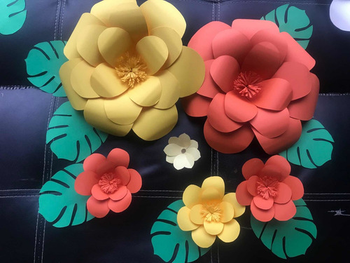 Imagen 6 de 10 de Flores Decorativas De Cartulina Set Sencillo
