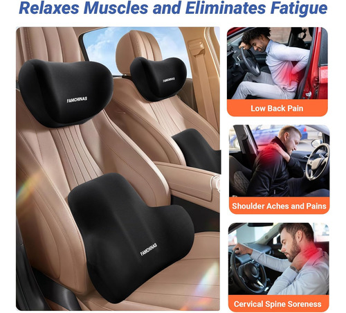 Car Lumbar Support And Car Neck Pillow Kit, Memory Foam L...