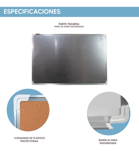 Pizarron Doble Blanco Y Corcho 60x90cm Oficina