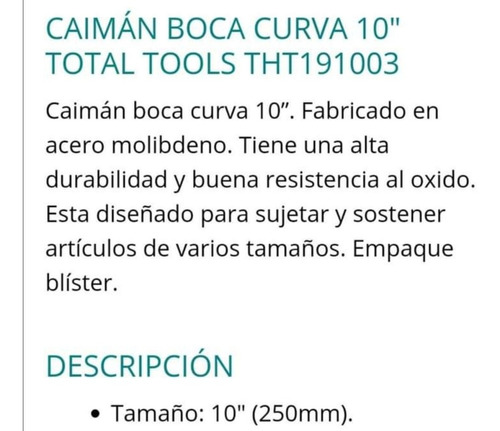 Caimán Boca Curva 10 Pulgadas Total 