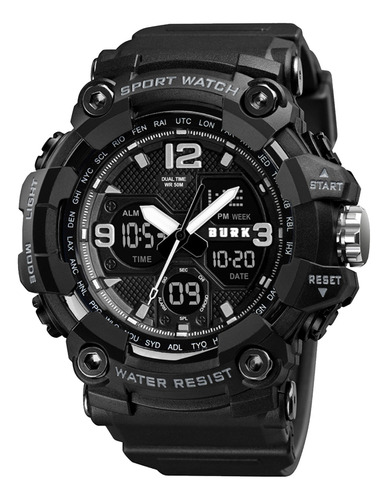 Reloj Militar Digital Burk 1742 Alarma Luz Cronometro !