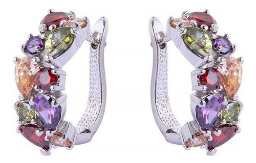 Xc Pendientes Con Forma Clip Cristal Para Mujer, Color