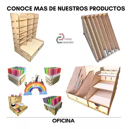 Organizador Escritorio Oficina Plumones Documento Madera Mdf