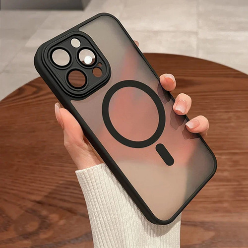 Funda Magnética De Lujo Con Armadura Translúcida Mate A Prueba De Golpes Para iPhone 16, 15, 14, 13, 12 Pro Max, Para Carga Inalámbrica