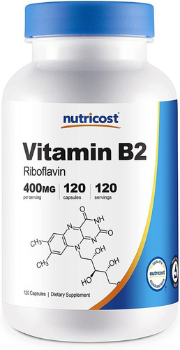Nutricost Vitamina B2 (riboflavina) 400mg, 120 Caps