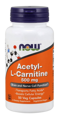 Suplemento en cápsula NOW  Acetyl L-Carnitine acetyl-l-carnitine en pote de 50g 50 un