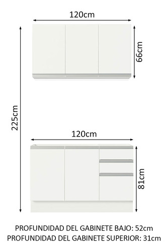 Cocina Integral Madesa Glamy Blanco 120 Cm 01 Blanco