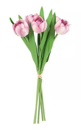 Ramo de tulipanes artificiales 6 x 19 cm rosado - Chantilly