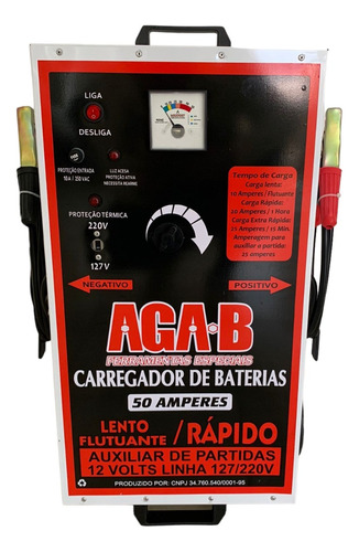 Carregador De Baterias 50a Automotivo Auxiliar De Partidas