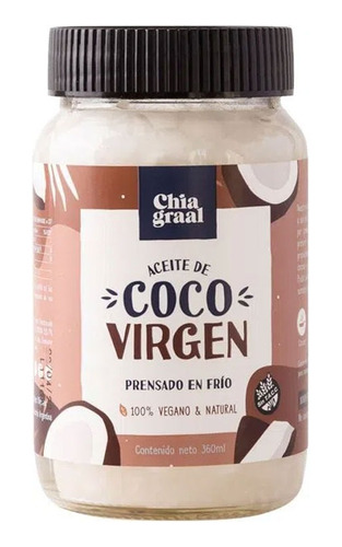 Aceite coco virgen con certificacion sin tacc de 360ml