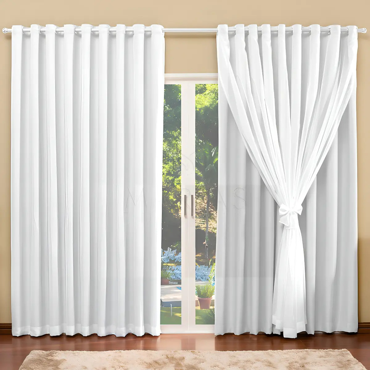 Cortina Blackout com voil para quarto e sala tamanho 4,00 x 2,70 na cor Branco Gelo