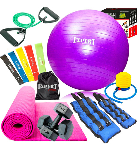 Set Pilates Yoga Nº6 Colchoneta + Pelota+ Mancuernas El Rey