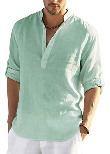 Playera Casual De Cuello Alto Para Hombre, Ropa Playa