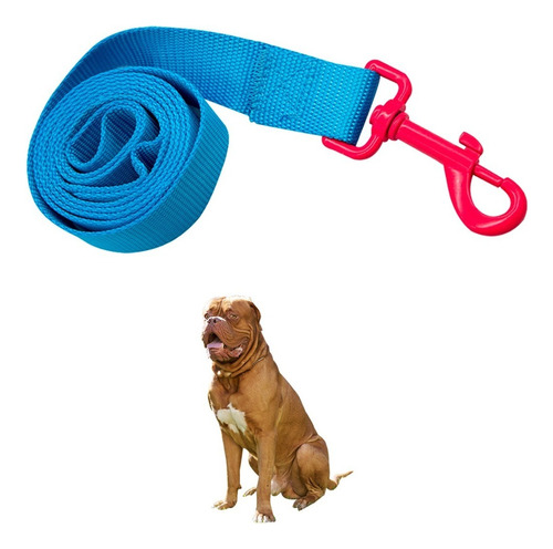 Correa Para Mascotas Resistente Raza Grande Neón Para Perros Color Azul