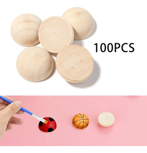 100x Unfinished Half Wooden Beads For Gnome Noses 2cmx1cm