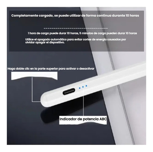 Lápiz Óptico Stylus Pluma Para iPad,rechazo Palma + Iman