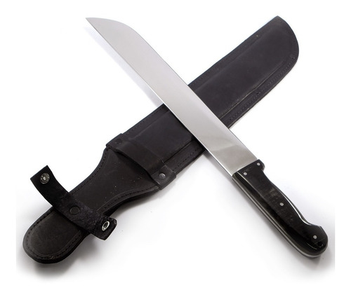 Facão 14 Largo Militar Aço Inox 3mm Cabo Chifre Bainha Couro