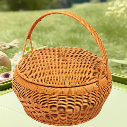 Cesta De Picnic De Mimbre Multiusos Portátil Tejida A Mano