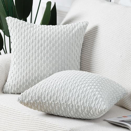 Set De 2 Fundas De Almohada Pana Bohemia 50x50cm Blanco Gris