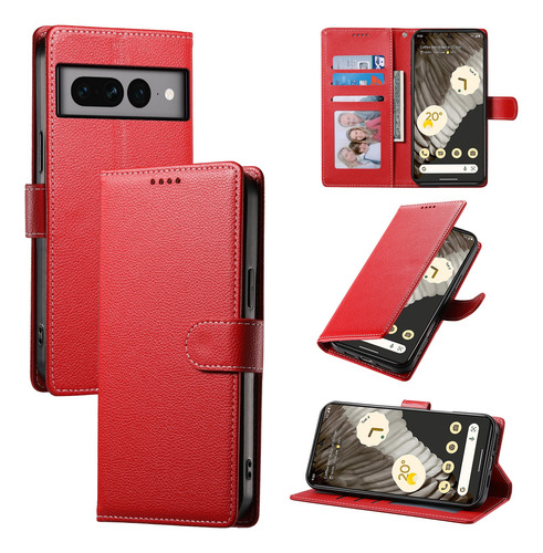 Funda Protectora De Piel Sintética Con Tapa Para Google Pixel 7 Pro Con Hebilla Magnética Y Ranura Para Tarjetas
