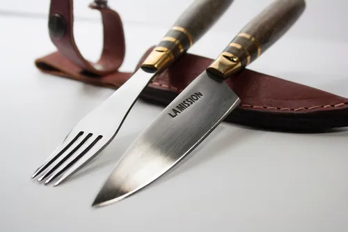 Juego Asado Artesanal Mission Cuchillo, Tenedor Vaina M030