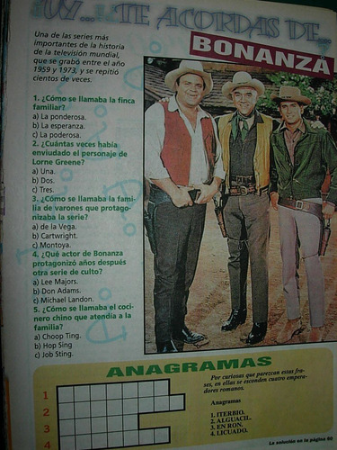 Clipping 1 Pg Bonanza Cowboy Pagina Juegos Preguntas Serie