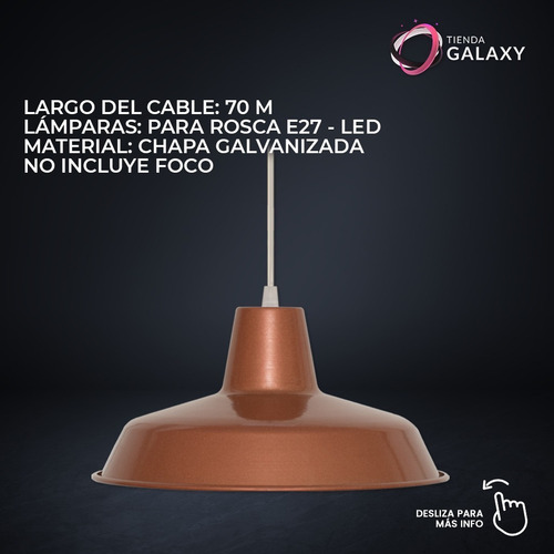Imagen 2 de 9 de Lampara Galponera Colgante Campana Varios Colores Apto Led