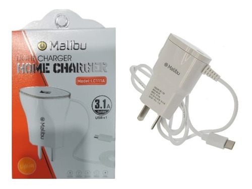 Cargador Travel Charger Potencia 3.1a Lightning Malibu