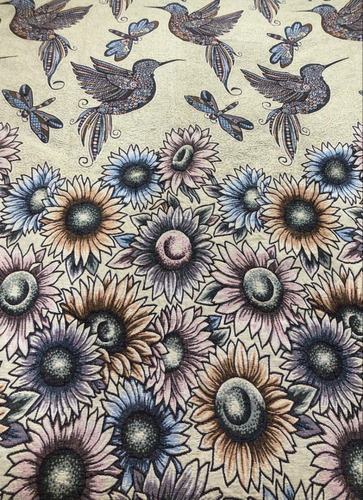 Colcha Colibrí Y Girasoles
